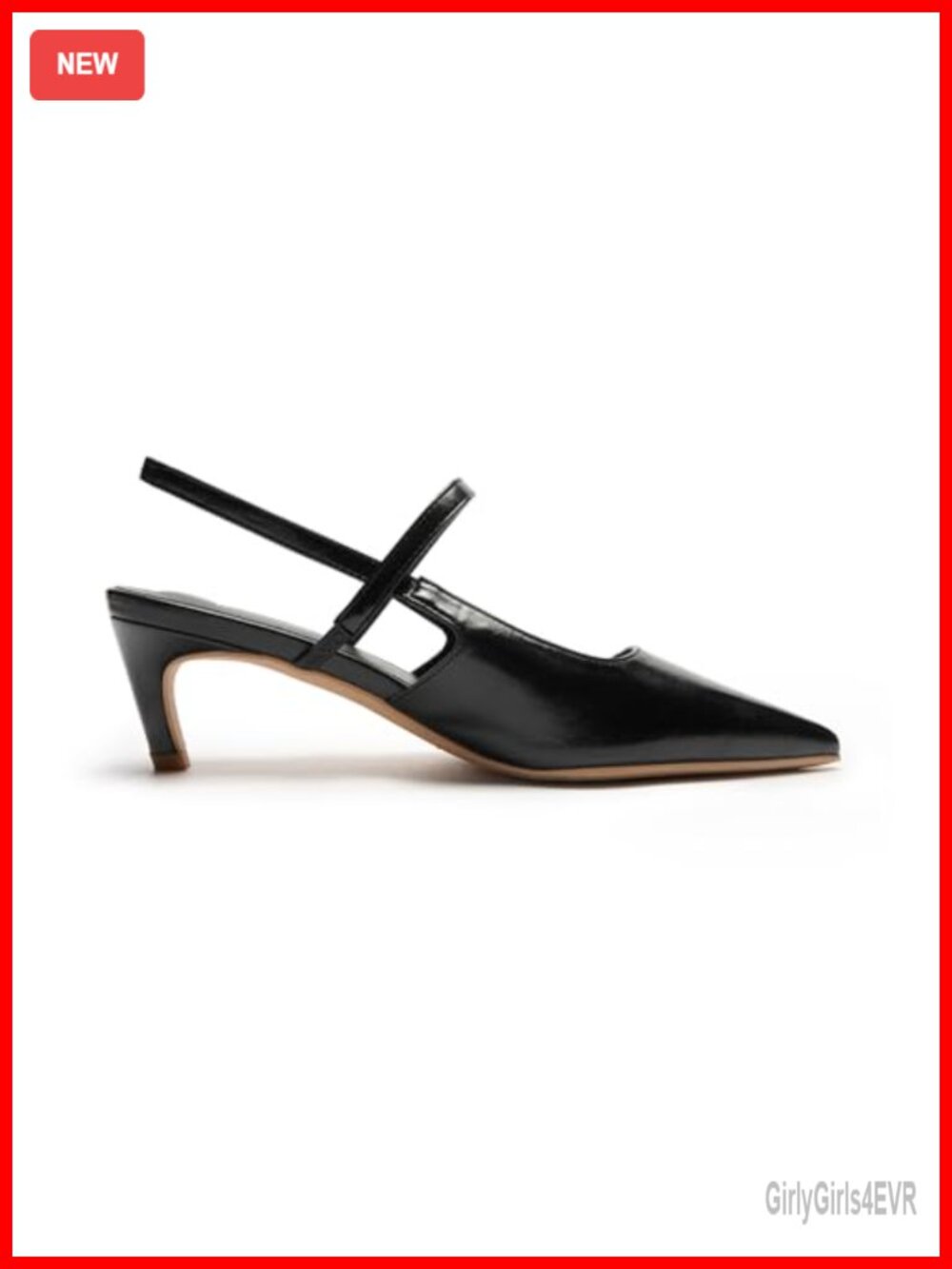 Nappa Lambskin Pointed Toe Kitten Heels Slingback Pumps